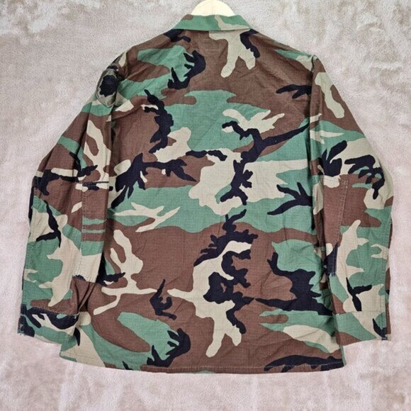 US Military Army Woodland Camouflage Combat Jacket Field Patch Mens Sz L Jungle - Picture 3 of 16